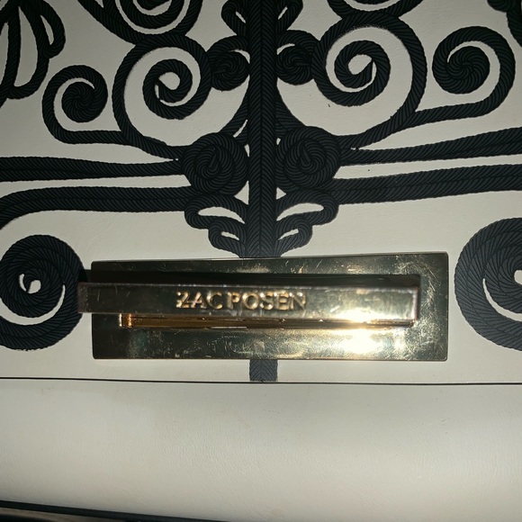 Zac Posen White Leather Tote with Black Embroidery - Picture 4 of 8